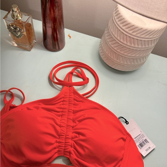 ORANGE HALTER SWIM TOP - Picture 2 of 2